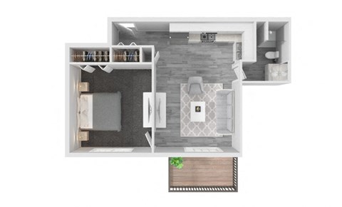 Floor plan for 1 bed, 1 bath, 540 sqft